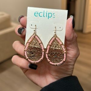 Rose Gold and Pink Beaded Earrings